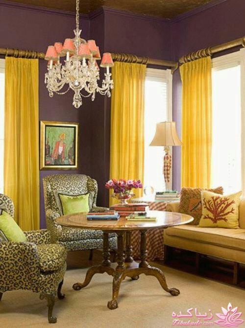 دکوراسیون رنگ زرد و بنفش 